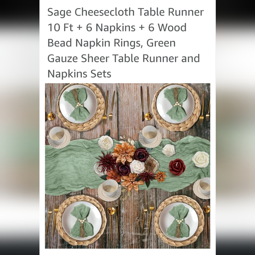 Amazon Table Runner, Sage Green, NIP, 1 Runner